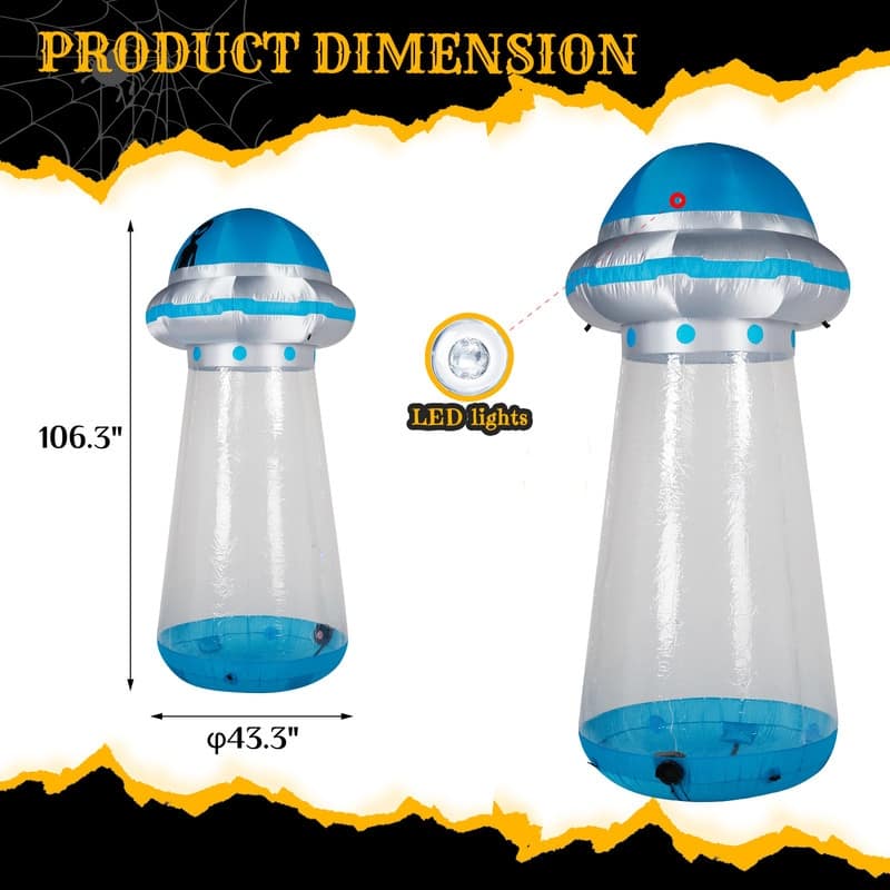 106 in. Halloween UFO Inflatable Yard Decor