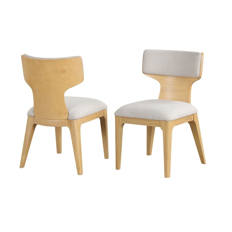 Contemporary Natural Finish Curved Backrest Side Chairs Set