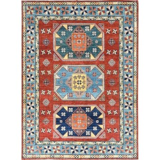 Hand Knotted Red Tribal & Geometric with Wool Oriental Rug (9' x 12'2 ...