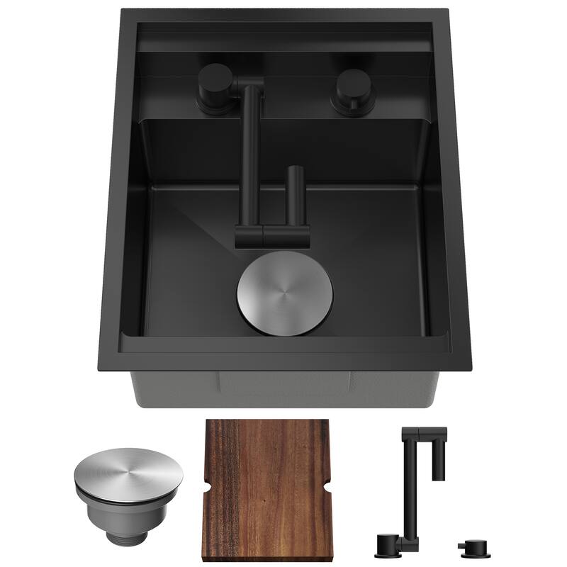 Black/SILVER/WHITE RV Sink with faucet and a foldable tap inside