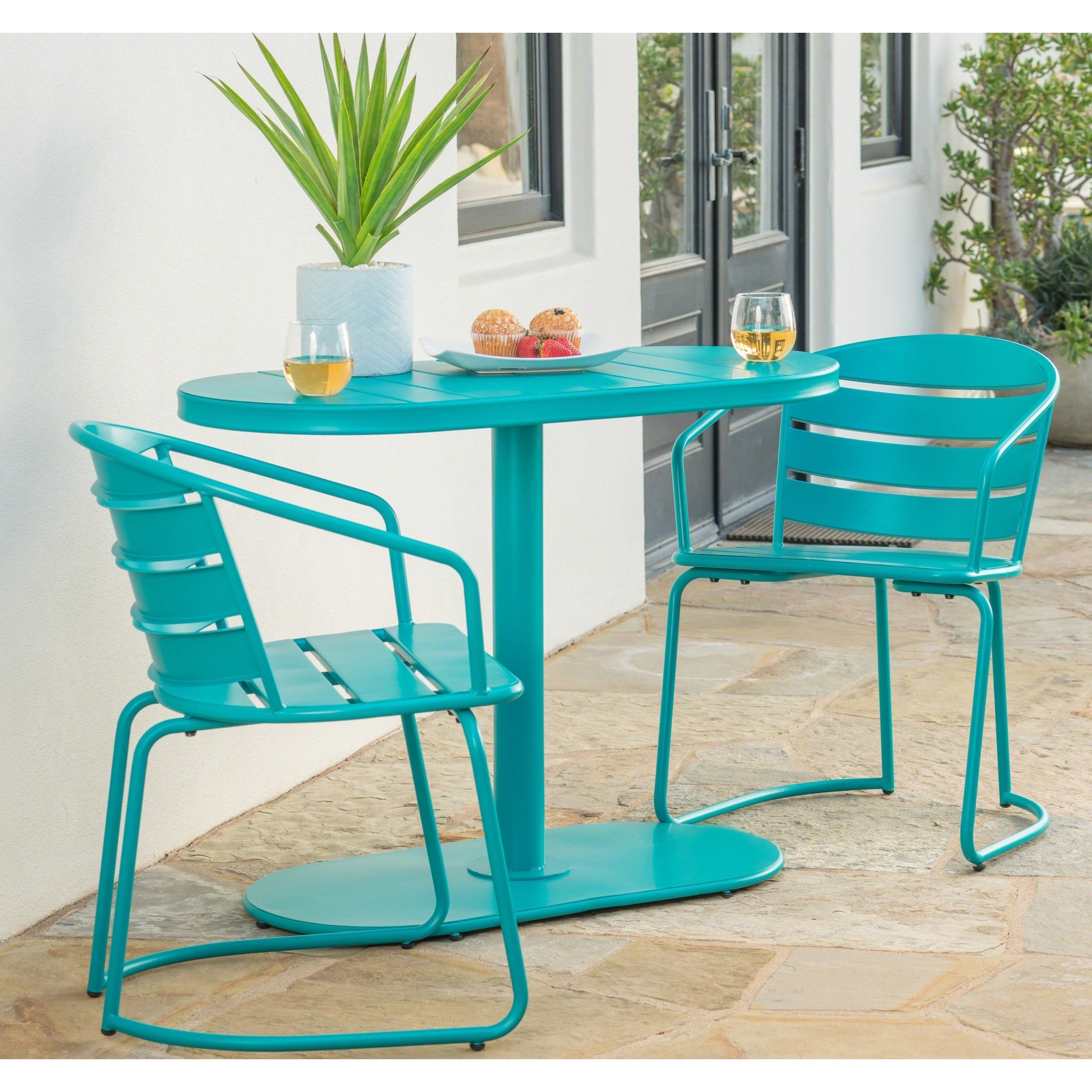 Santa Monica Outdoor 3 Piece Oval Bistro Chat Set by Christopher