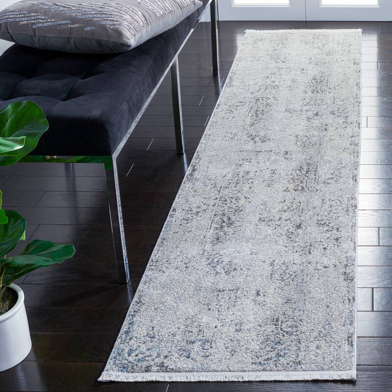 SAFAVIEH Dream Marliese Vintage Abstract Polyester Rug - 2' x 8' Runner - Grey/Ivory