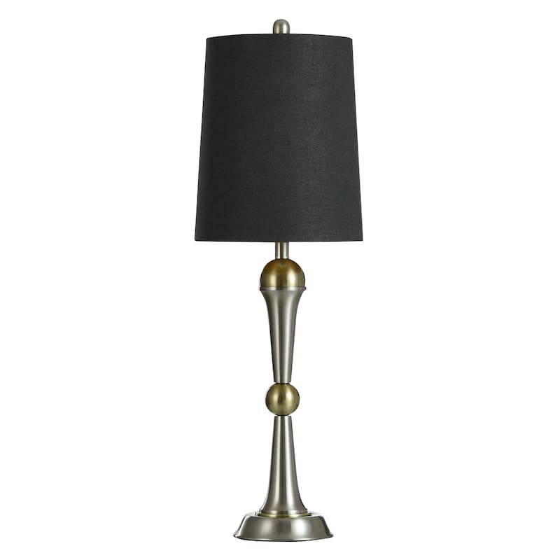 Steel Buffet Lamp with Black Shade - Boulder Gold - 5"D x 6.5"W x 33"H - 5"D x 6.5"W x 33"H