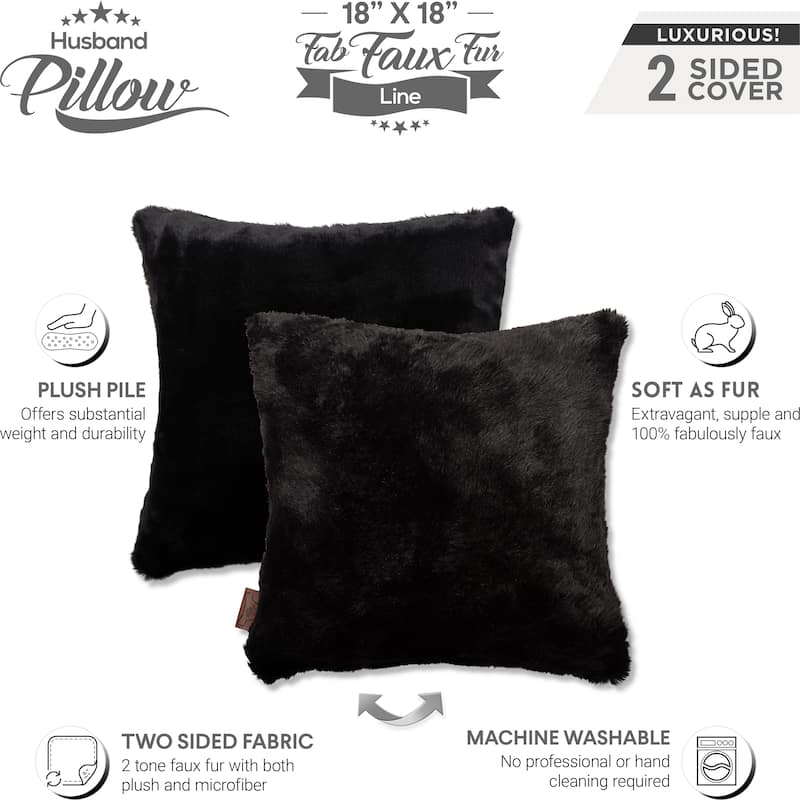 18x18 2-tone Fabulous Fake Fur Throw Pillow - Black Panther, 1 PCS
