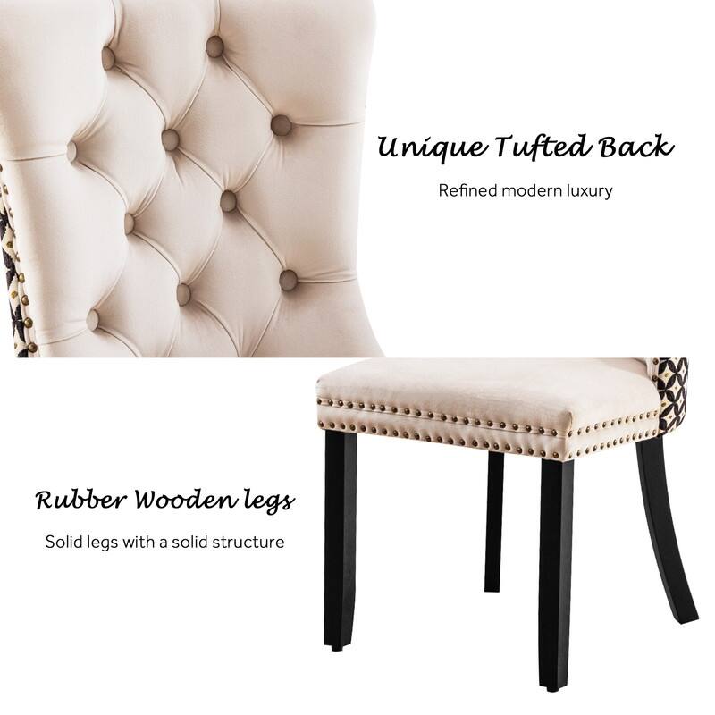 Solid Wood Velvet Upholstered Dining Chair Set of 2