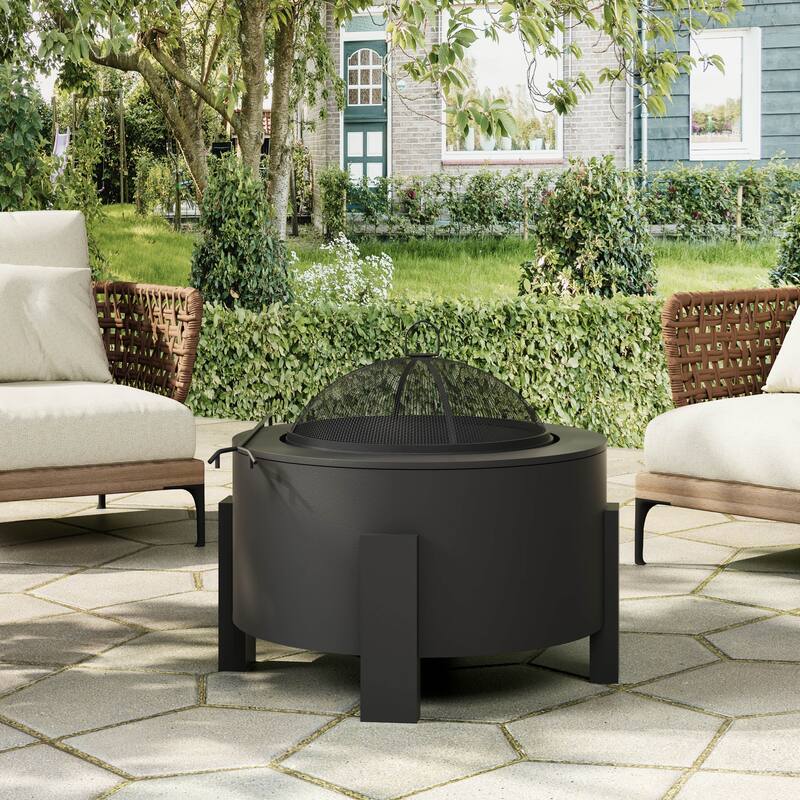 Scott Living Flicker Wood Burning Iron Fire Pit - Black