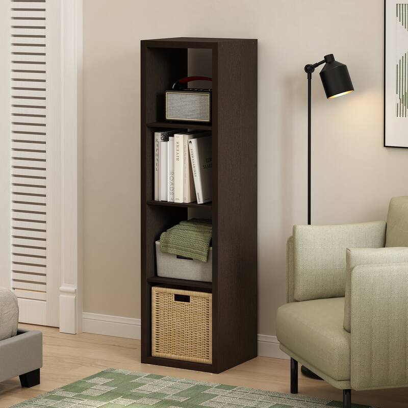 Furinno Cubicle Open Back Decorative Verticle Cube Storage Organizer, 4-Cube, White