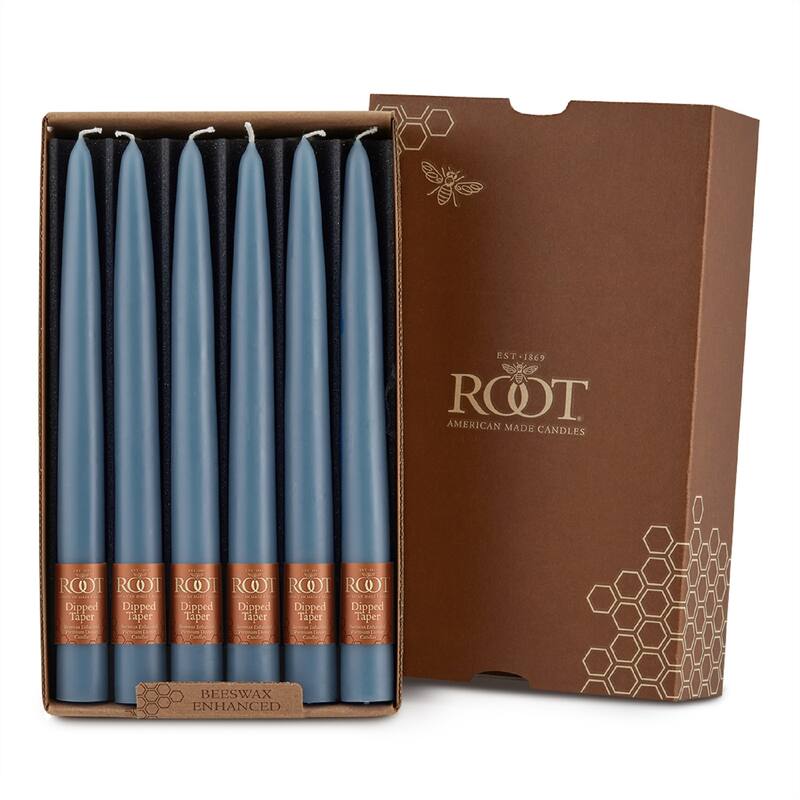 ROOT Hand Dipped Taper Candles - 12 Ct - Williamsburg Blue - 9 X .88