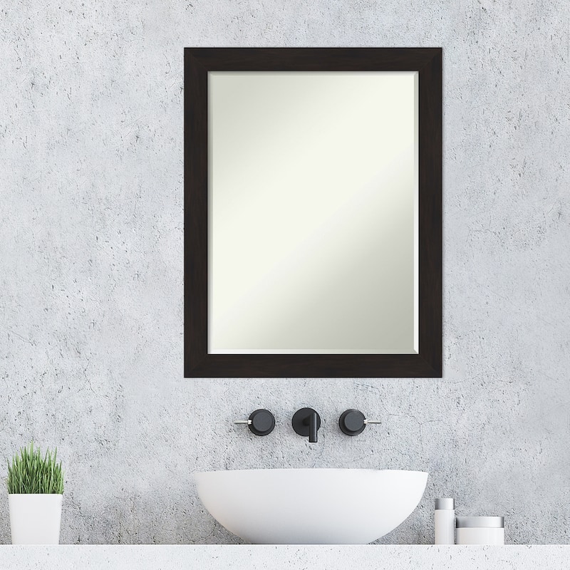 Petite Bevel Bathroom Wall Mirror - Furniture Espresso Narrow Frame - Furniture Espresso Narrow - 22 x 28 in