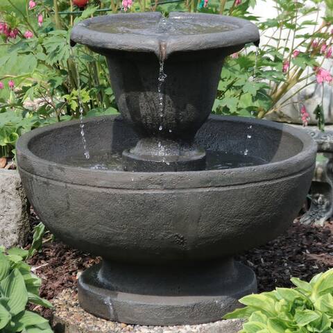 Streaming Falls 2-Tier Outdoor Water Fountain Garden Feature - 25"