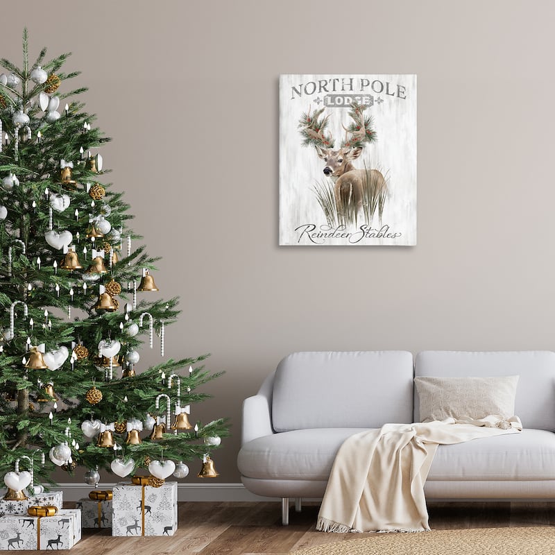 Stupell Festive Winter Reindeer Lodge Canvas Wall Art Design By Cat Thurman Designs