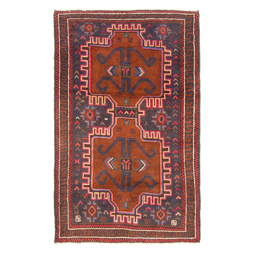 ECARPETGALLERY Hand-knotted Teimani Dark Brown Wool Rug - 2'9 x 4'6