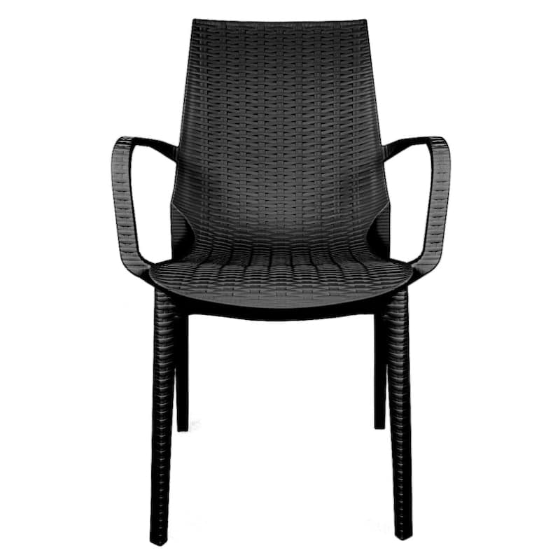 LeisureMod Kent 7-Piece Outdoor Dining Set with 4 Chairs 2 Arm Chairs - 28"