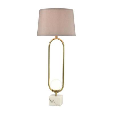 Westlyn Close - 2 Light Table Lamp with Nightlight Honey Brass Finish with Light Taupe Faux Silk - Honey Brass