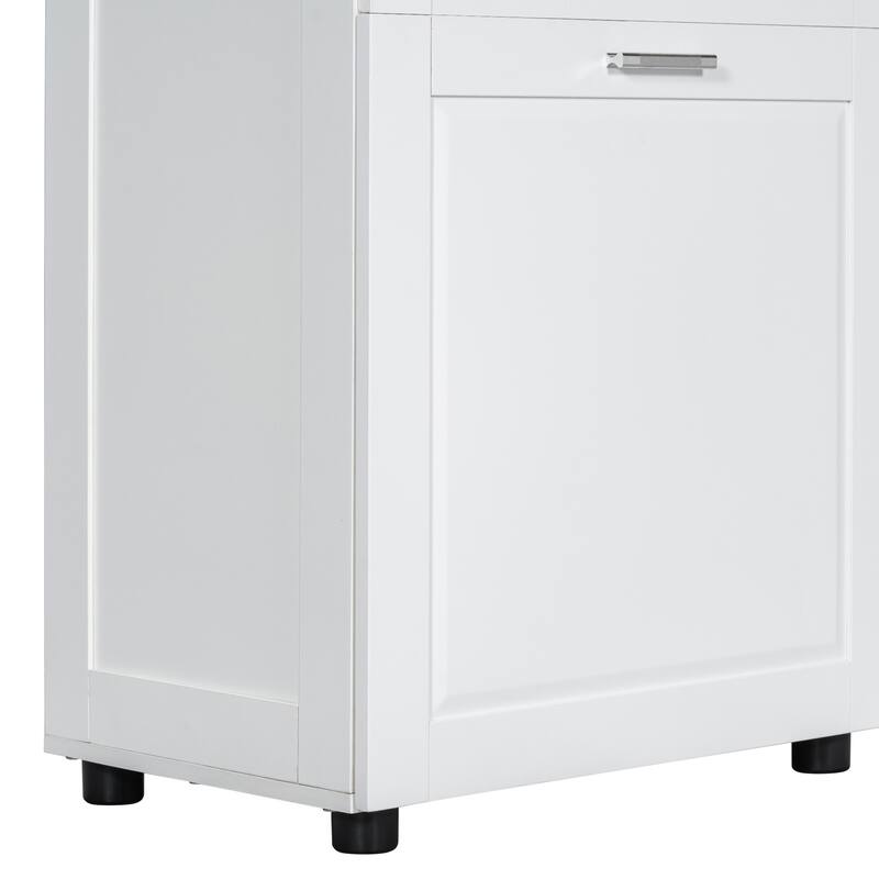 Tall Bathroom Cabinet with Laundry Basket