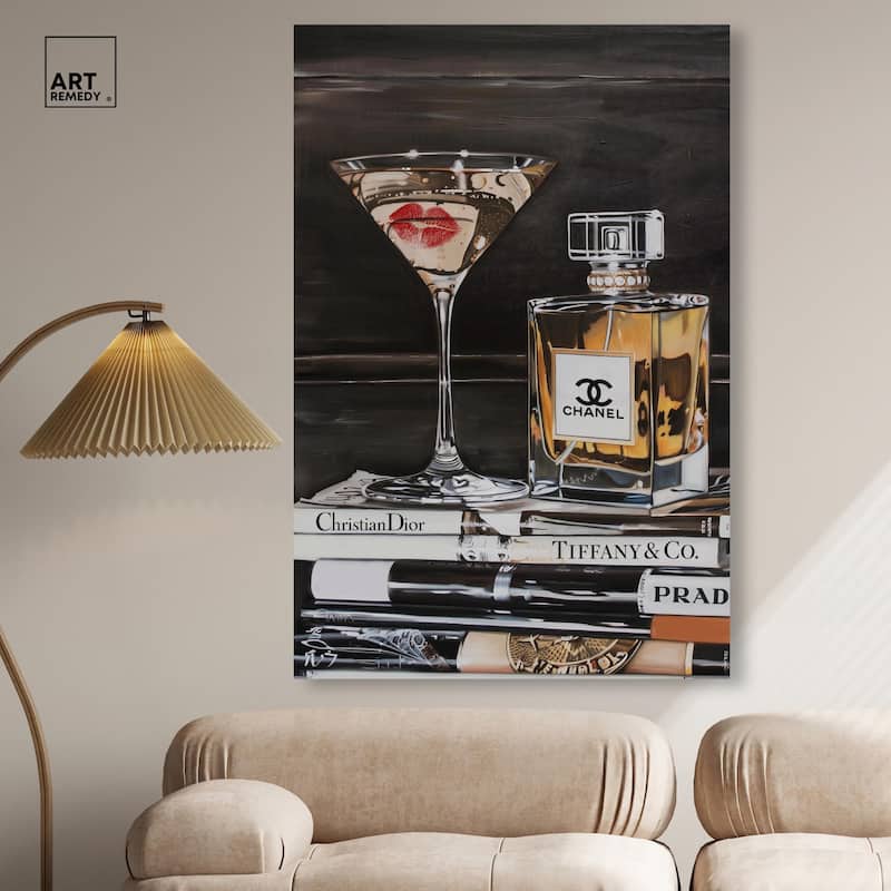 Martini Books Canvas by Art Remedy, Gallery Wrapped