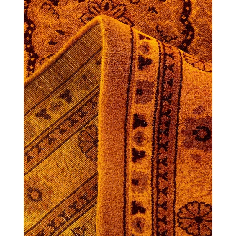 Overton Hand Knotted Wool Vintage Inspired Modern Contemporary Overdyed Yellow Area Rug - 8' 2" x 10' 2"