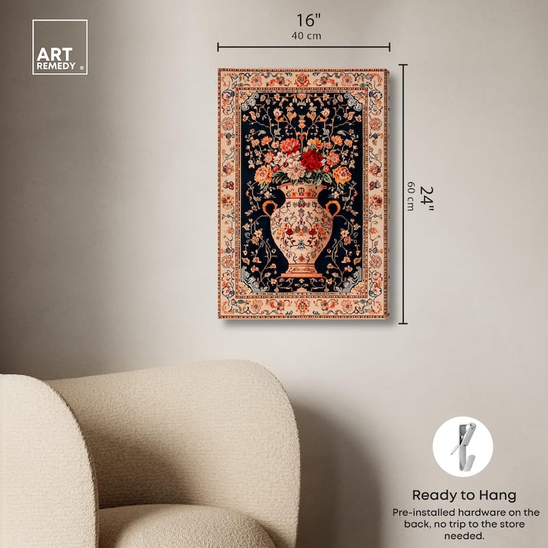 Persian Vase and Flowers Canvas by Art Remedy, Gallery Wrapped