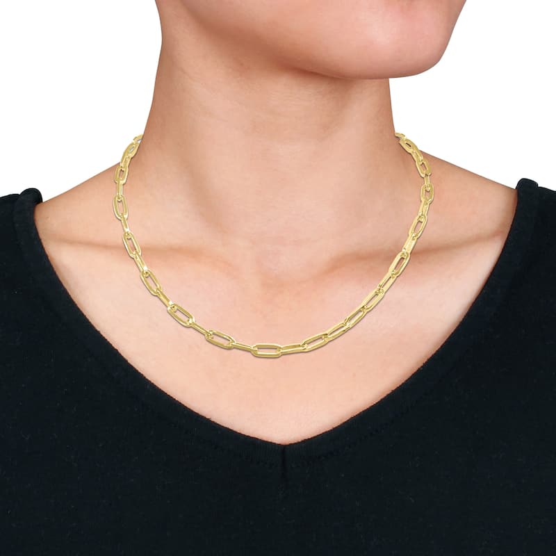 Miadora 5mm Paperclip Link Necklace in 10k Yellow Gold- 18 in