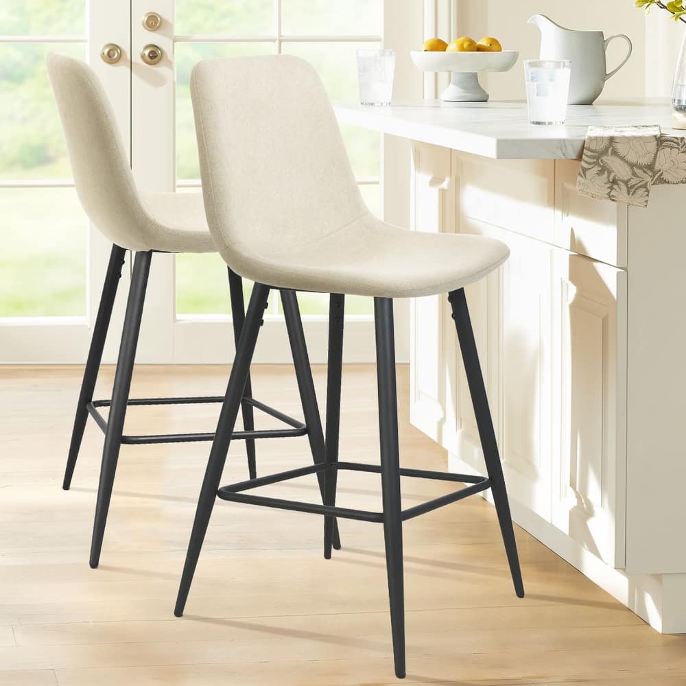 Fabric Upholstered 26" Counter Stool (Set of 2) - 38"x19"x19"