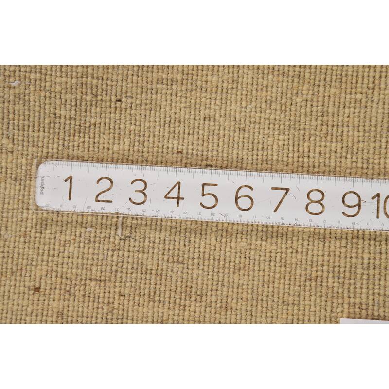 Muted Gold Gabbeh Modern Foyer Rug Hand-Knotted Wool Carpet - 3'0"x 4'0"