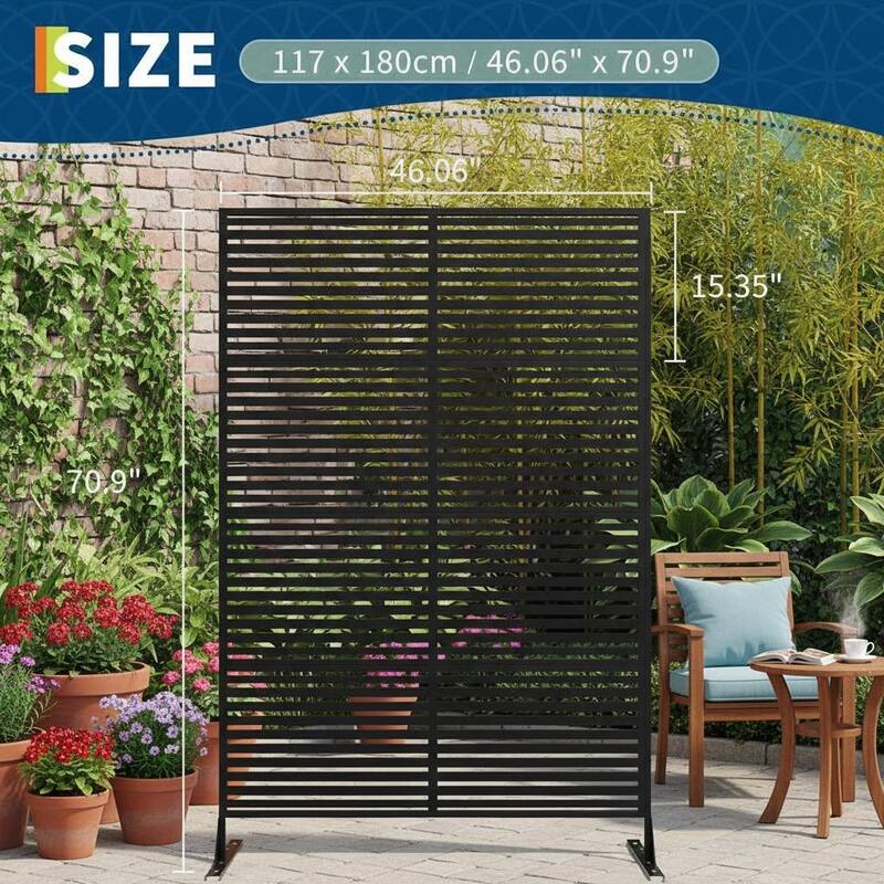 2 pcs 70" H Decorative Metal Garden Fences, Rust-Proof Scroll Design