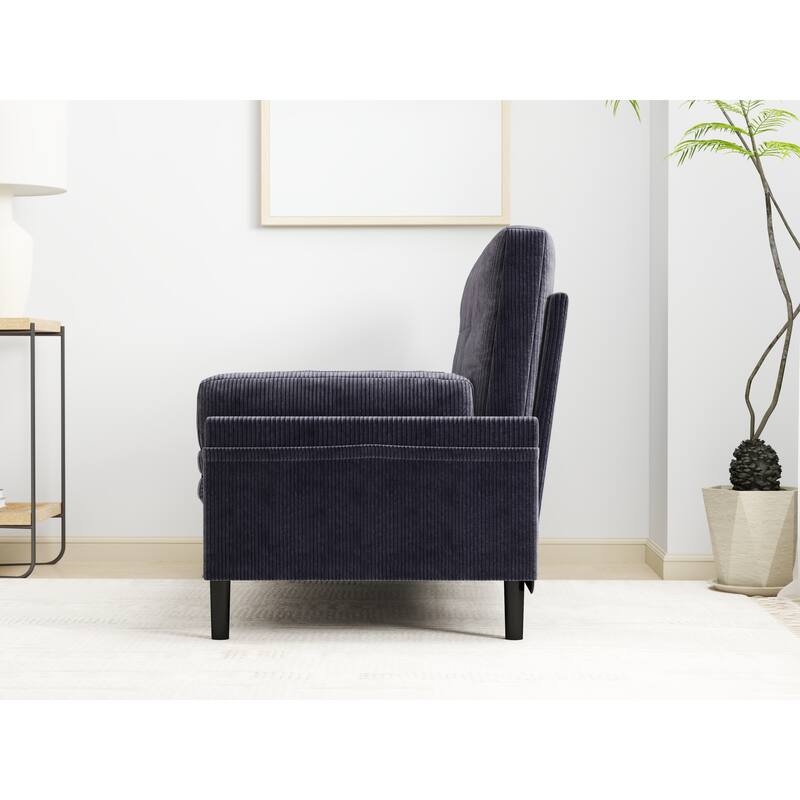 Roomfitters, Corduroy 2-Seater Sofa Sleeper, Convertible Loveseat with Recline Function and Armrests, Modern Small Sofa Bed