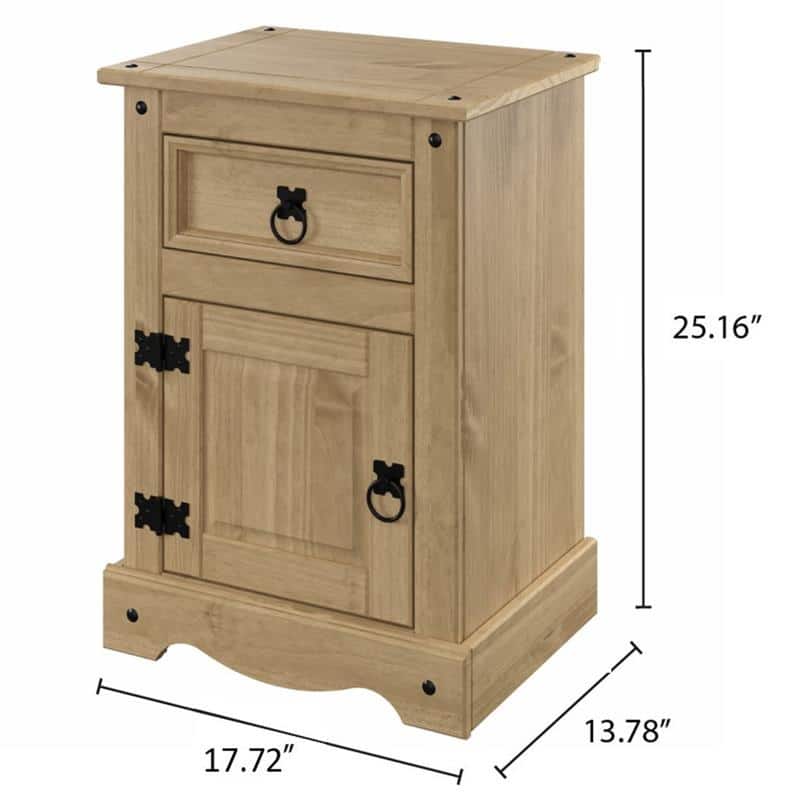 Wood Nightstand 1 Door 1 Drawer Corona Gray | Furniture Dash