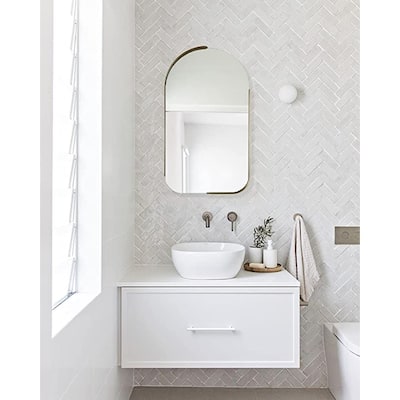 MacLuu Arch Half Frame Metal Wall Mirror - 19.7"×35.4"