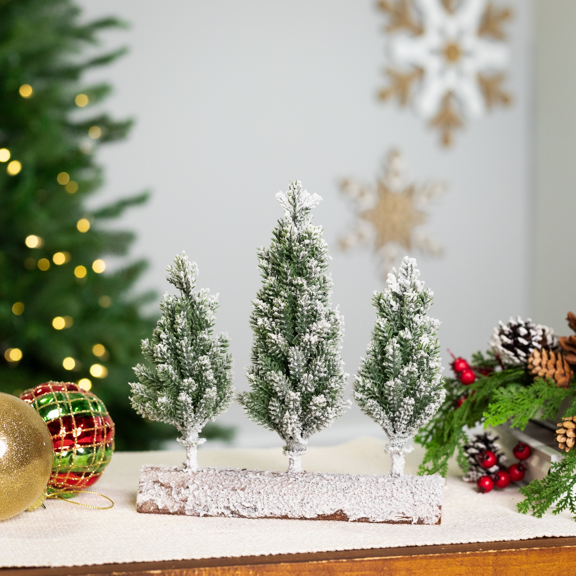 Real Touch™ Frosted Pine Tree Trio Christmas Decoration - 8" - Unlit