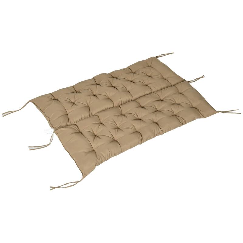 Polyester Cotton Overstuffed Outdoor Seat Cushion with Ties for Patio - 59" L x 19.25" W x 3.25" H - Khaki