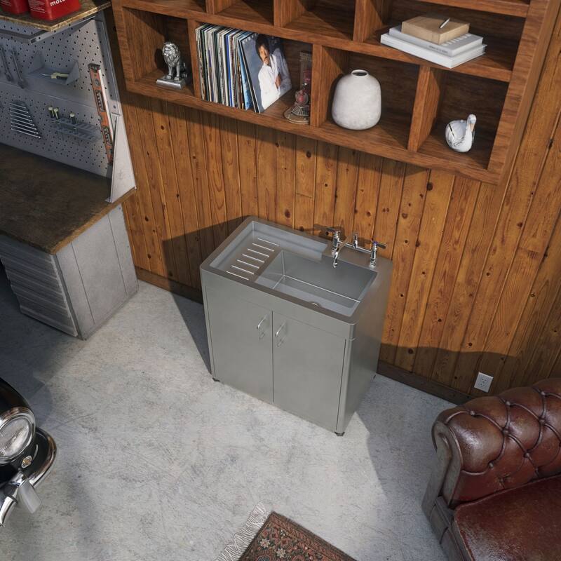 Stainless Steel Double Door, Freestanding Cabinet with Sink