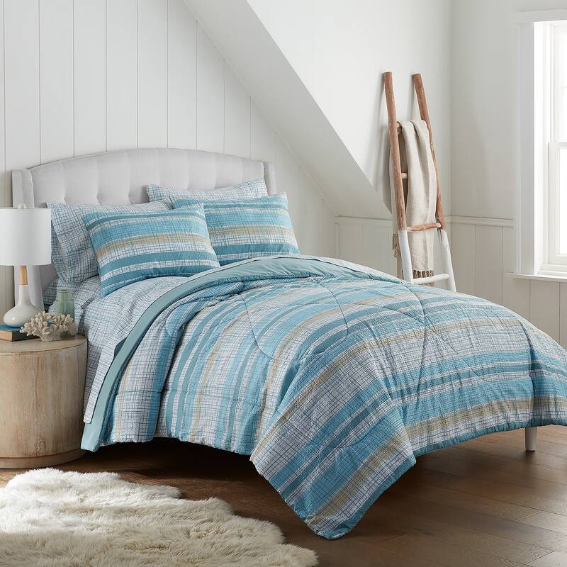 Seersucker Comforter Set - Crosshatch Stripe - Twin
