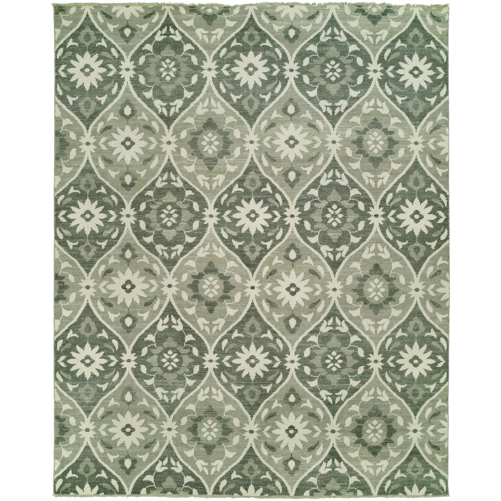 Transitional Multi-Colored Hand-Knotted Wool Area Rug