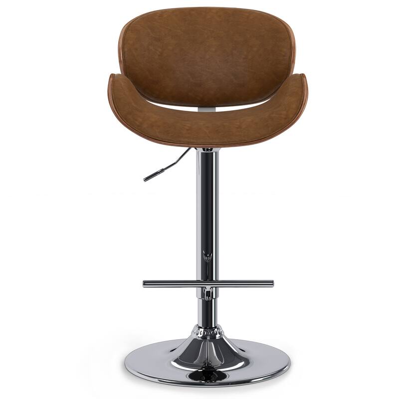 WYNDENHALL Avondale Mid Century Modern Bentwood Adjustable Swivel Bar Stool - 20.9 W x 20.5 D x 45.3 H