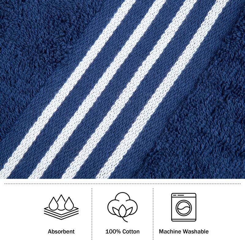 Towel Set - Cotton Bathroom Accessories with Bath Towels, Hand Towels, Washcloths, and Fingertip Towels by Lavish Home (Navy)