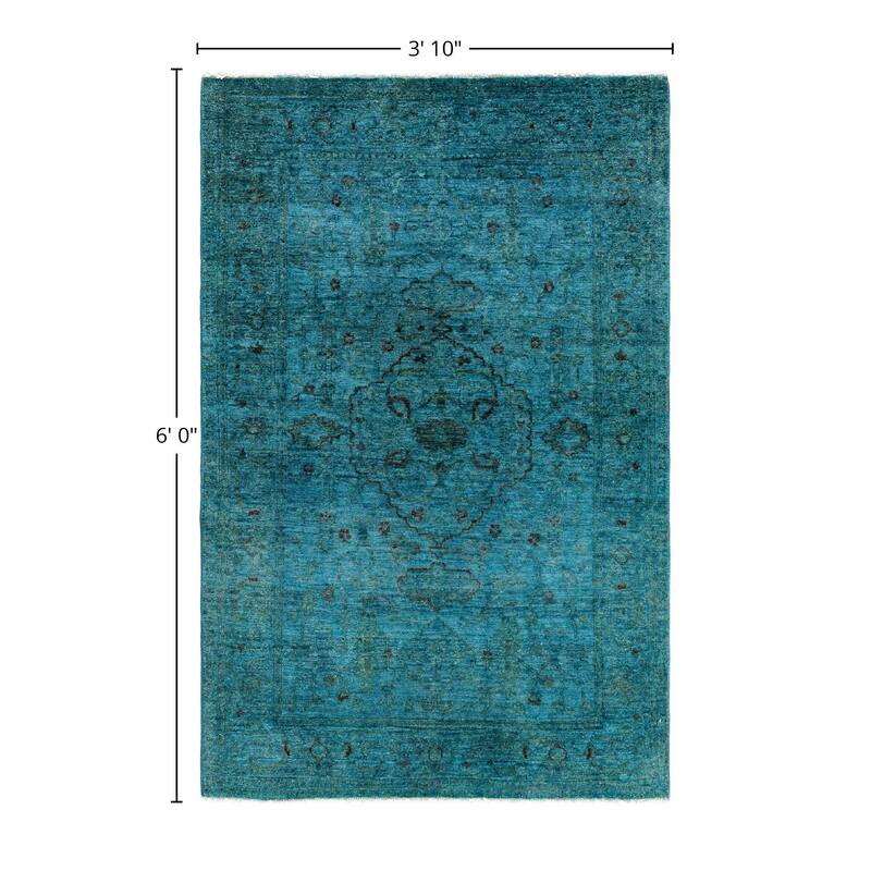 Overdyed One-of-a-Kind Hand-Knotted Area Rug - Green - 3' 10" x 6' 0"