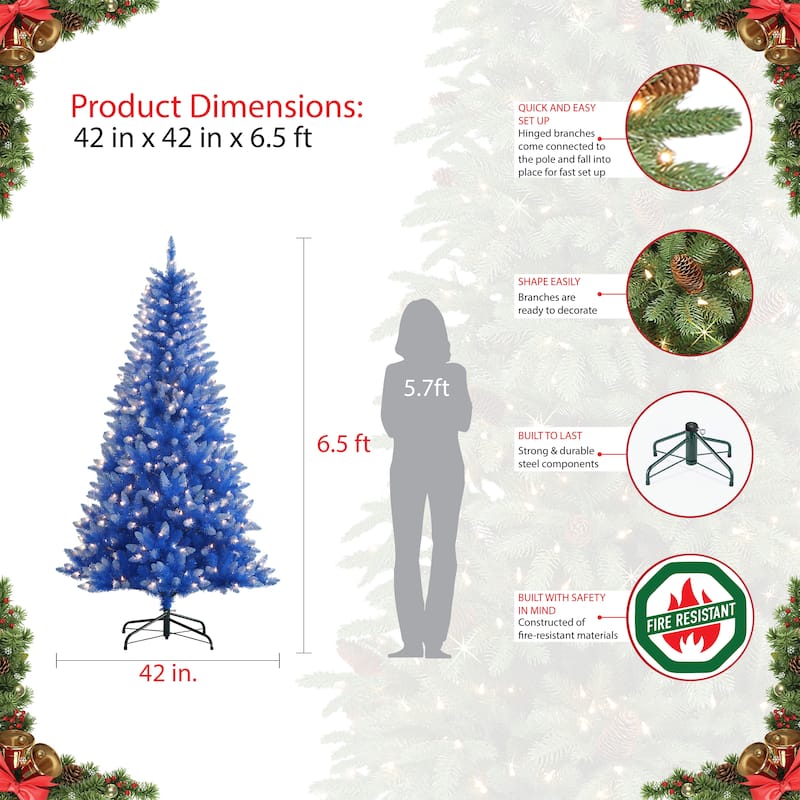 Puleo International 6.5 ft. Pre-Lit Fashion Blue Artificial Christmas Tree