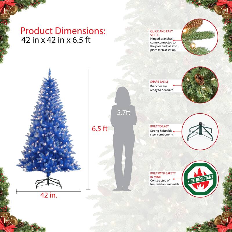 Puleo International 6.5 ft. Pre-Lit Fashion Blue Artificial Christmas Tree