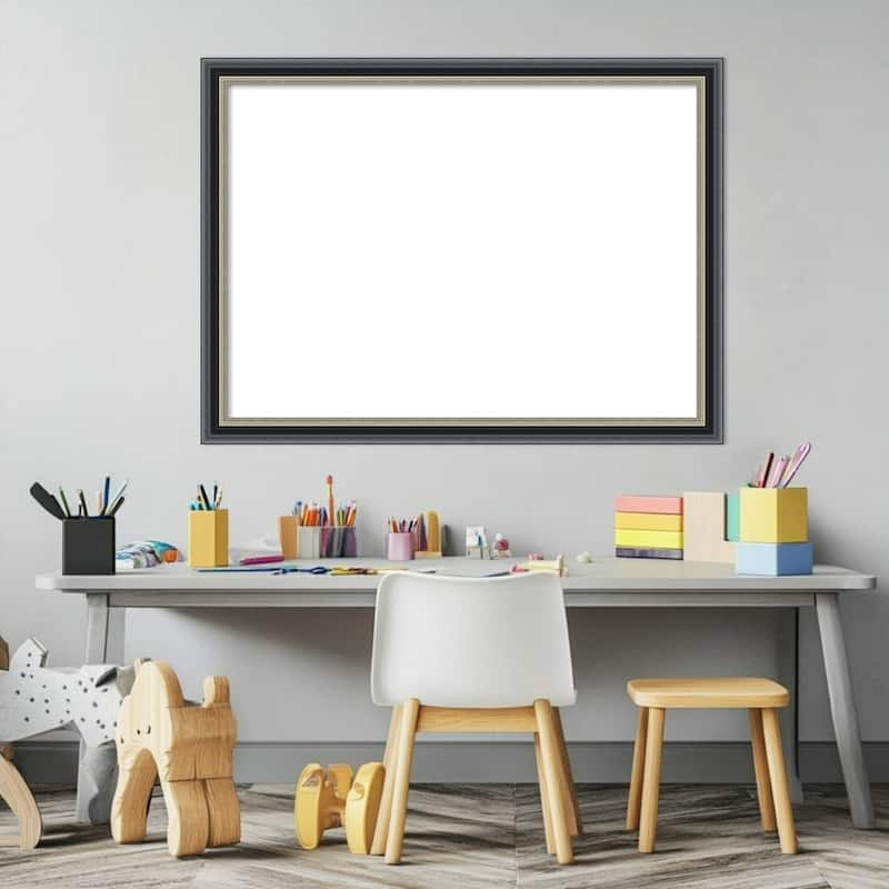 Amanti Art Theo Black Silver Framed Dry Erase Magnetic Board