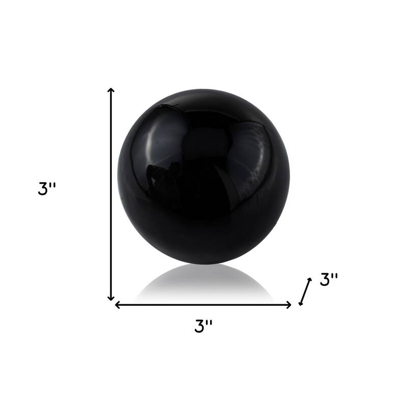 HomeRoots Set of Two 3" Black Aluminum Decorative Orb Tabletop Sculptures - 3' X '3' X '3
