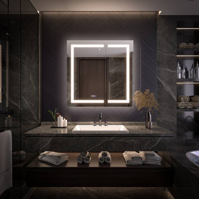 Modland 24"-42W x 36"H LED Medicine Cabinet Mirror with USB Charging,5x Makeup Mirror