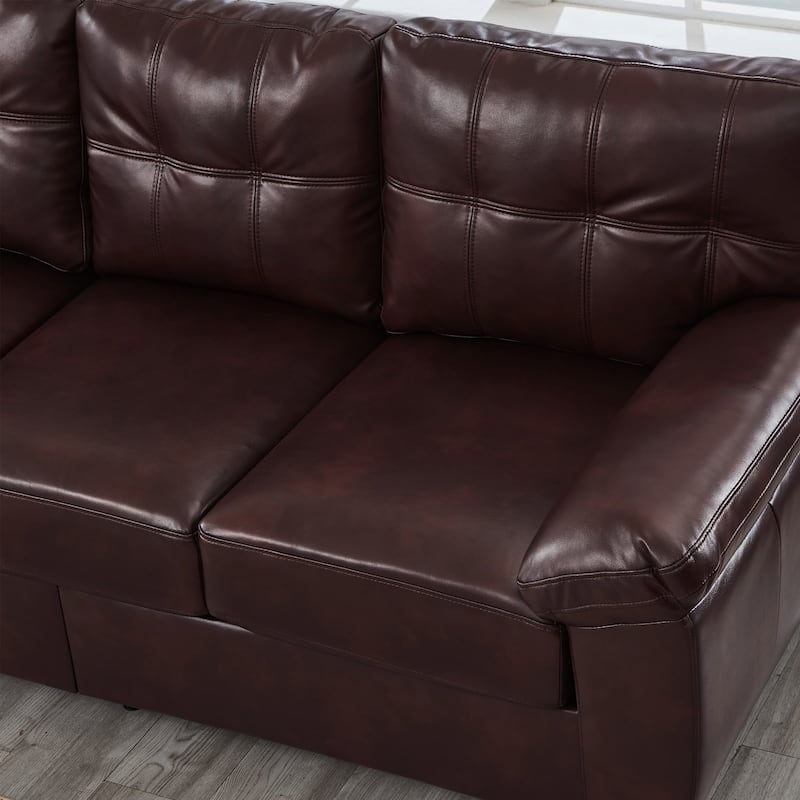 79" Modern PU Leather 3-Seater Sofa with Storage