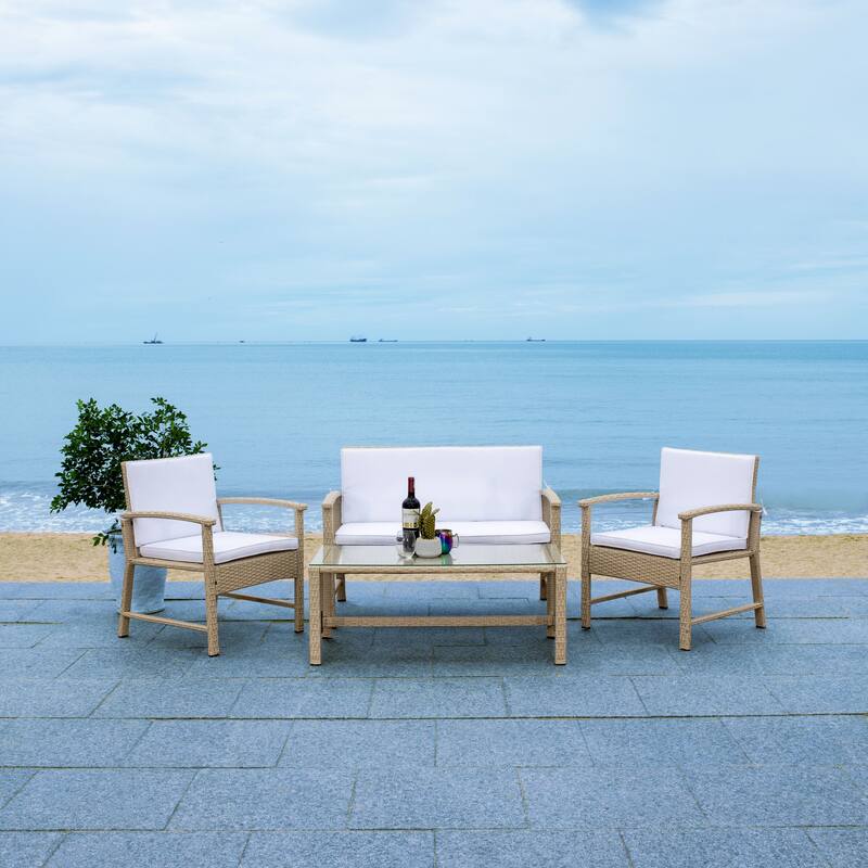 SAFAVIEH Outdoor Diya 4-Piece Patio Set - 43W x 31D x 26H