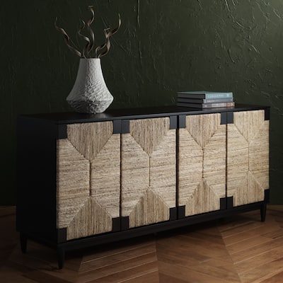 SAFAVIEH Couture Roseanne Banana Stem 4-Door Sideboard - 69.8 in. W x 18.1 in. D x 32 in. H