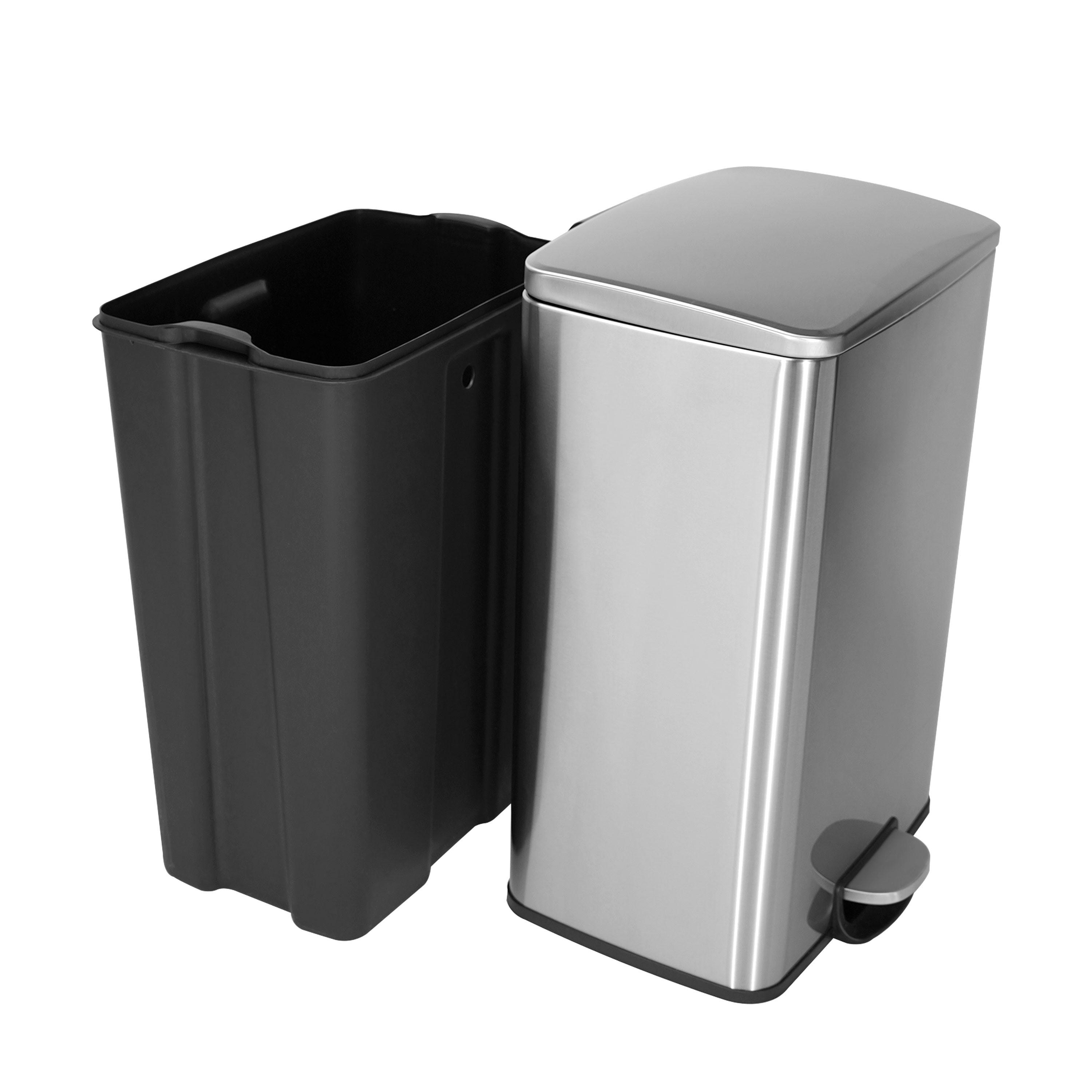 iTouchless SoftStep 13.2 Gallon Step Trash Can with Odor Filter System,  Stainless Steel 50 Liter Pedal Garbage Bin for Kitchen, Home, Office,  Silent