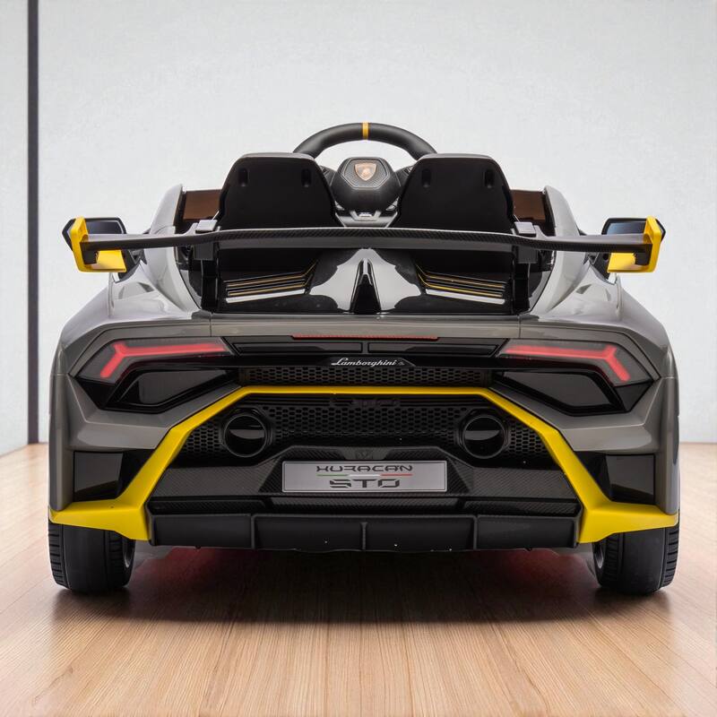 Lamborghini Huracan STO 24V Kids Ride-On Drift Car with LED Lights, 360° Spins, Music, and Remote Control