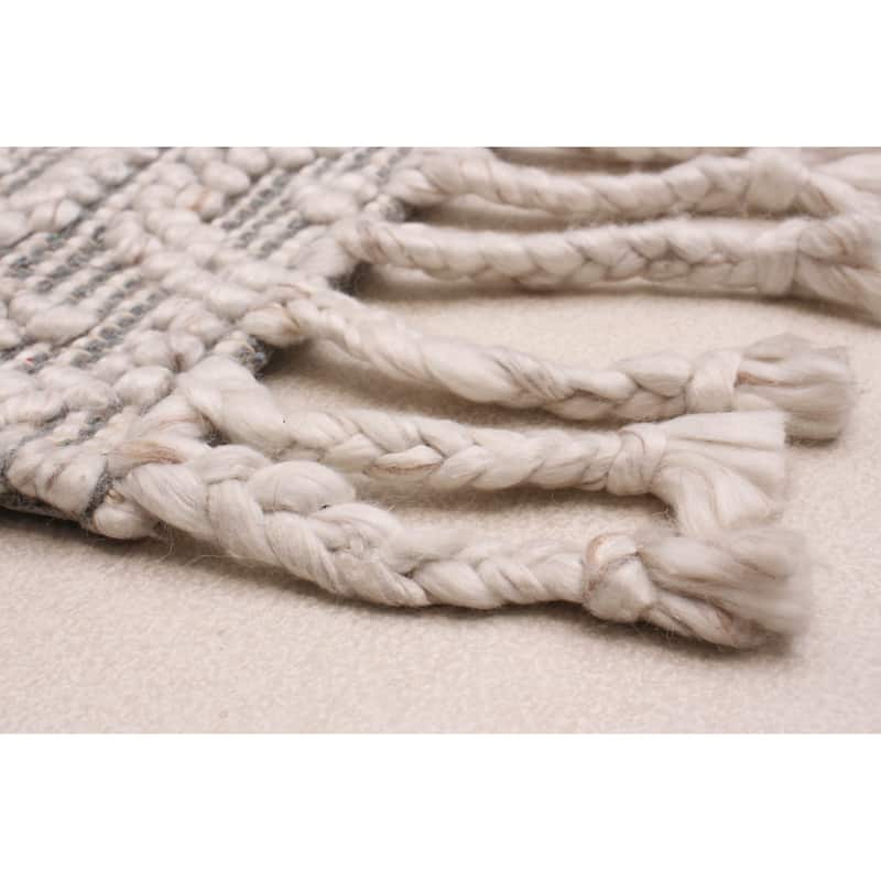 ECARPETGALLERY Braid weave Sienna Ivory Wool Rug - 6'5 x 9'5