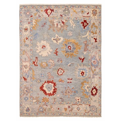 ECARPETGALLERY Hand-knotted Modern Oushak Light Blue Wool Rug - 7' 9" x 10' 6"