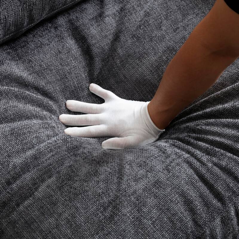L-Shaped Oversized Couch,Drop Down Table,360-degree Swivel tray,Cup Holders,USB Charger,Storage Ottoman and Armrest
